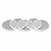 Five D18T2 laser protective lenses, 18 mm diameter × 2 mm thick.